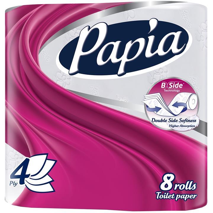 دستمال توالت پاپیا مدل B Side بسته 8 عددی Papia B Side Toilet Tissues 8pcs